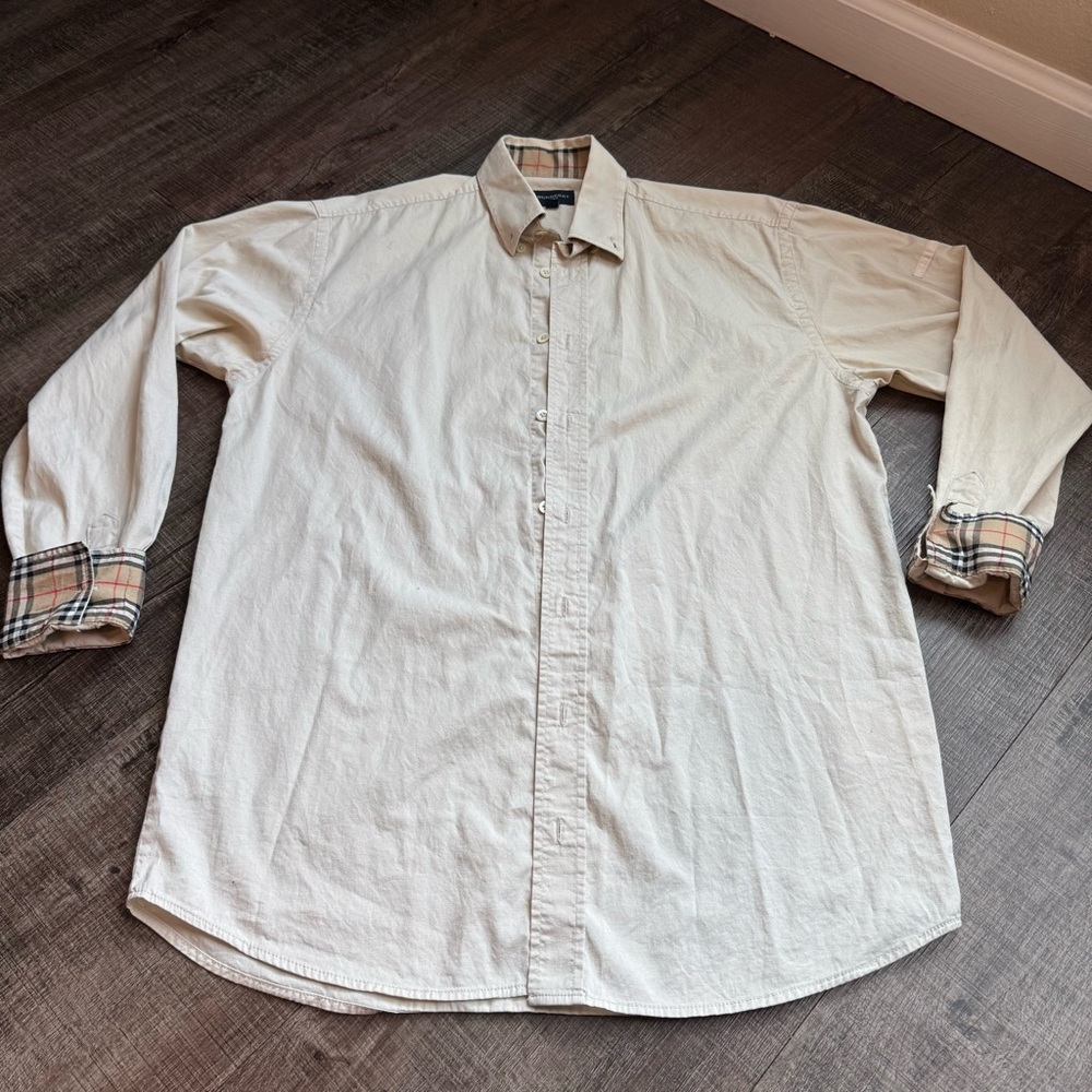 Burberry White and Cream Casual Button Down Shirt